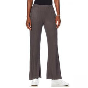 Soft & Cozy Loungewear Women's Cool Luxe Knit Ribbed Pants‎ Royal Gray Large